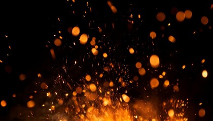 Wall Mural - fire embers particles over a black background fire sparks background abstract dark glitter fire part