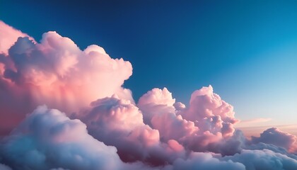 Sticker - pink clouds at sunset against a blue sky