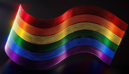 Poster - Abstract Neon Rainbow Wave. Vibrant Pride Flag Concept for Creative Design, LGBTQ+ Representation, Technology Art, or Futuristic Marketing Campaigns