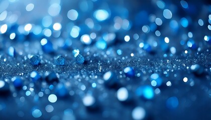 Wall Mural - sapphire glitter bokeh background unfocused shimmer royal blue sparkle crystal droplets wallpaper