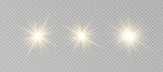 Wall Mural - yellow glowing light explodes on a transparent background. sparkling magical dust particles. bright 