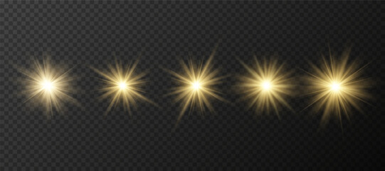 Wall Mural - yellow glowing light explodes on a transparent background. sparkling magical dust particles. bright 