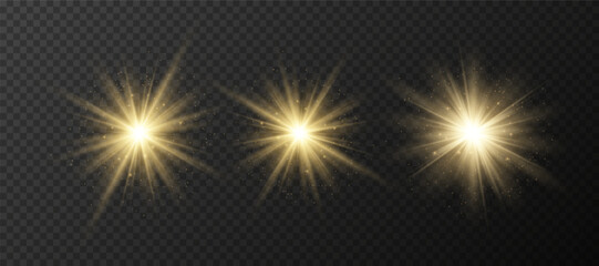Wall Mural - yellow glowing light explodes on a transparent background. sparkling magical dust particles. bright 