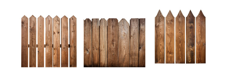 Poster - Three sections of a wooden fence with pointed tops.