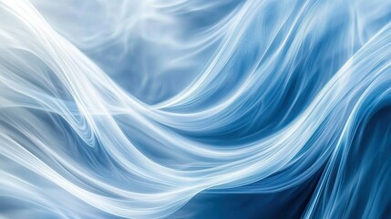 Poster - A sleek abstract background with flowing waves of blue and white, giving a sense of energy and motion like water or air currents.