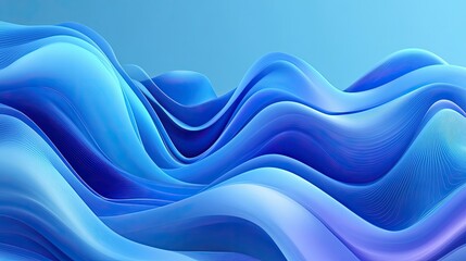 Leinwandbilder - A smooth abstract background with flowing curves in gradient shades of blue, creating a calm and modern design.