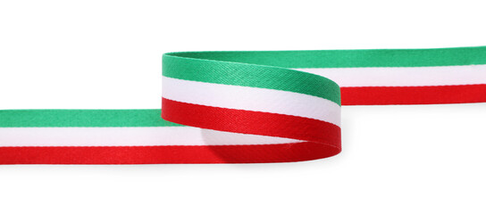 Canvas Print - Ribbon in colors of Italian flag isolated on white, top view