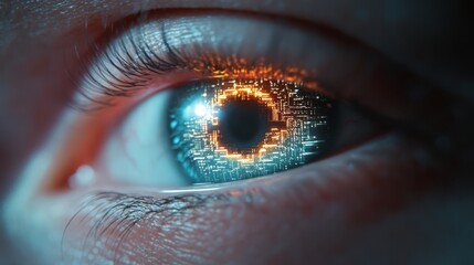 Wall Mural - Futuristic eye with digital circuit pattern