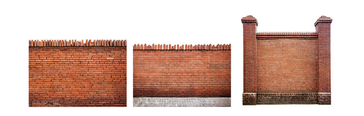 Poster - A red brick wall with a white background. The wall has a slight overhang at the top.