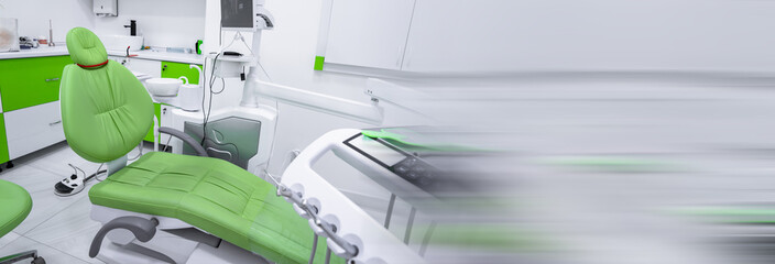 Green design dental clinic, medical concept, dentist's room