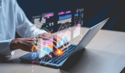 Businessman is calculating income and return on investment in percentage. Interest rate and dividend concept, income, return, retirement, compensation fund, investment, dividend tax. 