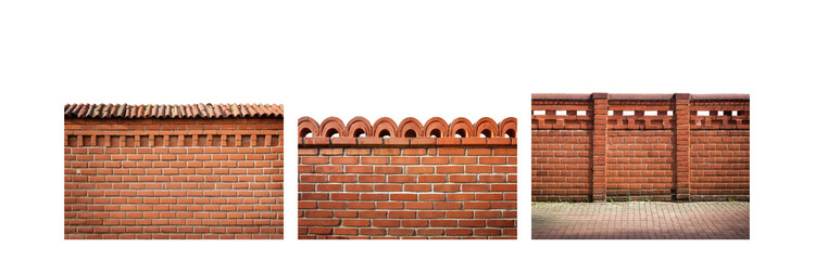 Poster - A brick wall with different patterns and textures, featuring a brick-paved walkway in the foreground.