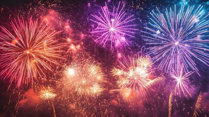 Poster - Vibrant Fireworks Lighting Up the Night Sky