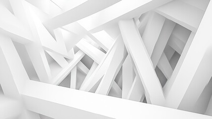 Poster - Abstract White Geometric Shapes Intersecting In 3D Space