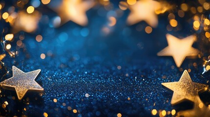 Magical Night Frame with Glittering Bokeh. AI generated illustration.