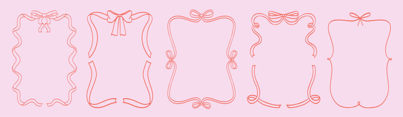 vintage bows and ribbons frame for greeting cards, wedding or birthday party, picnic invitations. cu