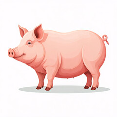 cartoon pink pig standing isolated on white background