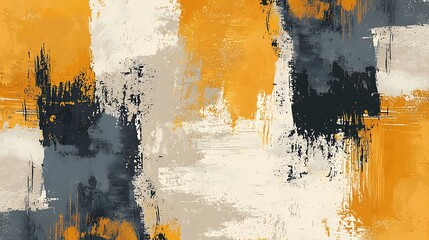 Poster - Abstract art pattern in vibrant yellow, gray, and white tones.