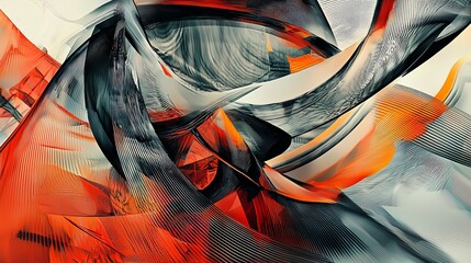 Poster - Abstract design with dynamic red and black shapes on a light background