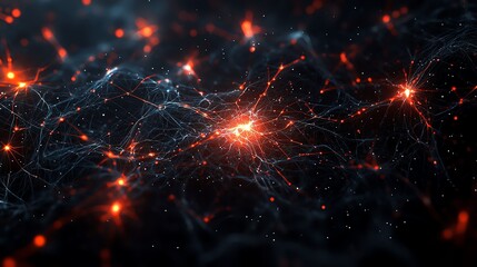 Leinwandbilder - Abstract technology background with glowing particles.