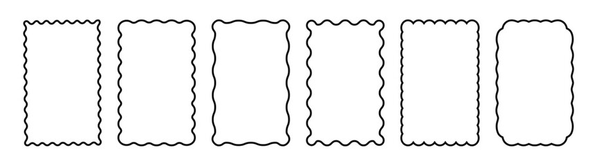 set of rectangle frames with wavy edges. zigzag wavy edges, rectangles, photo frames, text boxes, ta
