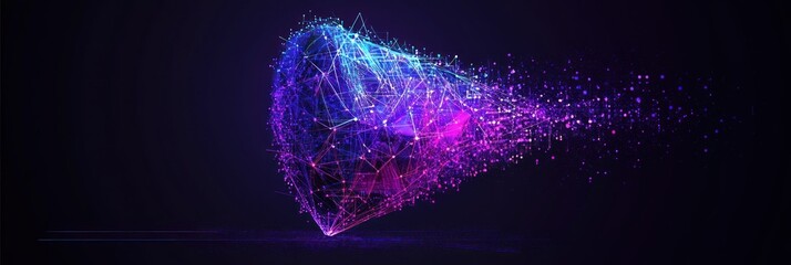 Poster - A vibrant, abstract representation of a heart formed by glowing particles and connections.