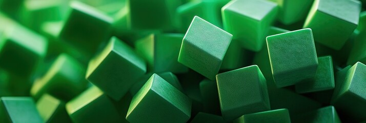 Wall Mural - green foam cubes, green background,