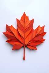 Wall Mural - Red Maple Leaf on White Surface