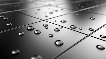 Poster - Water Droplets On Black Metallic Surface   Abstract Texture Background