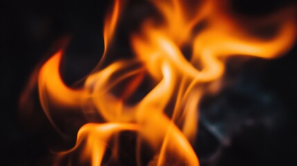 Poster - Glowing fire flames against a black background, emphasizing the intense warmth and movement of the burning flames