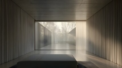 Beautifully designed minimalist bedroom with neutral color scheme soft and inviting textures and clean contemporary lines  This serene and calming space creates a harmonious and elegant atmosphere