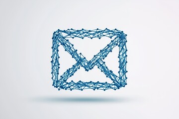 Modern email icon in a wireframe design on a white isolated background.