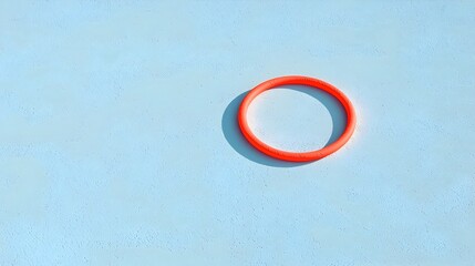 Poster - 3D Retro Hula Hoop Prop on Floor with Shadows Viewed from Above Perspective Capturing Geometric Circle Ring Shape and Form