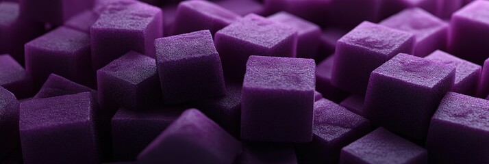 Wall Mural - purple foam cubes, black background, 