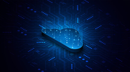 Fototapete - Abstract cloud technology circuit board. Large data center concept. modern cloud storage technology innovation concept background	