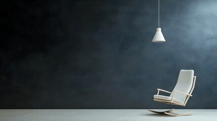 Aufkleber - Eerie rocking chair moving by itself in a dimly lit shadowy room creating an atmosphere of mystery and unease  The minimalist moody setting evokes a sense of the supernatural and the unexplained