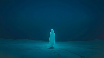 Aufkleber - Ethereal ghostly silhouette drifting across a moonlit beach its form shimmering and translucent leaving no footprints in the sand  A surreal otherworldly scene of mystery and wonder