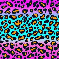 Neon leopard animal print. Seamless leopard pattern design for fabric and textile , isolated on white background,  , copy space for text,