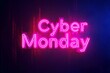 © aris - cyber monday poster with neon glowing light style