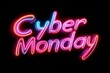 © aris - cyber monday poster with neon glowing light style
