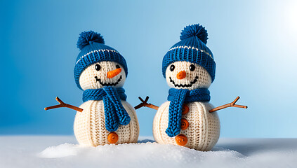 two snowmen on a snow