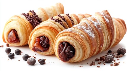 Deliciously flaky croissants filled with chocolate and fruit, perfect for a sweet treat on a sunny brunch day