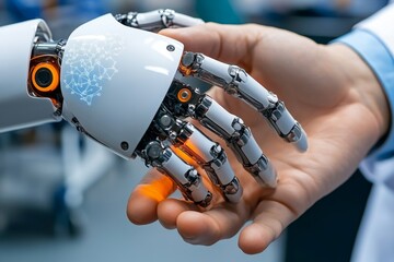 Poster - AI-assisted healthcare system in a modern hospital, where doctors use advanced AI algorithms to help diagnose patients and recommend personalized treatments