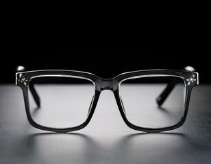 eyeglasses on the table with black background