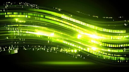 Poster - Mesmerizing green light waves swirl and pulse, creating a dynamic display that's enchanting