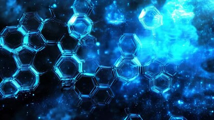 Poster - Explore stunning blue hexagons that form a captivating light and pattern display