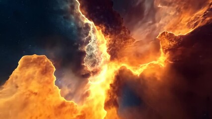 Wall Mural - A fiery nebula glows brightly in the vastness of space