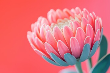 A detailed close-up of a pink flower blossom basking in gentle warm light, highlighting its delicate beauty.