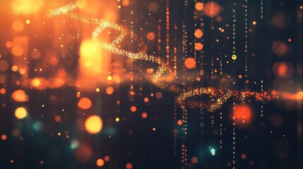 Poster - Glowing Genetic Sequence on Transparent Background