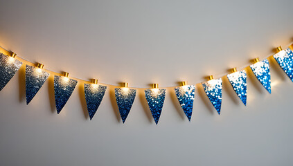 Wall Mural - silver gold blue glitter lights creating festive banner